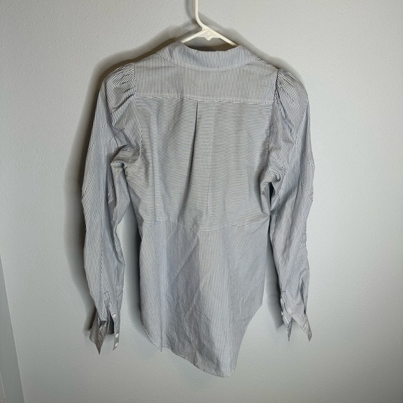 Veronica Beard Navy and White Striped Button Down Shirt - Picture 8 of 9